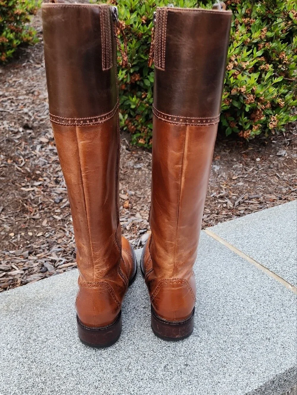 Charlie 1 Horse Two-Tone Brown Leather Riding Boots Handcrafted In Brazil sz 6 B